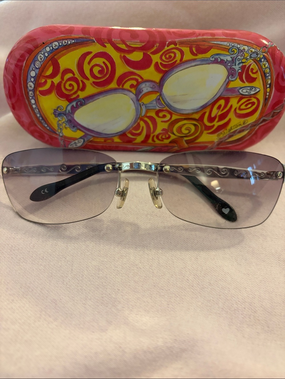 Brighton Women's rimless vintage Sunglasses silver frame